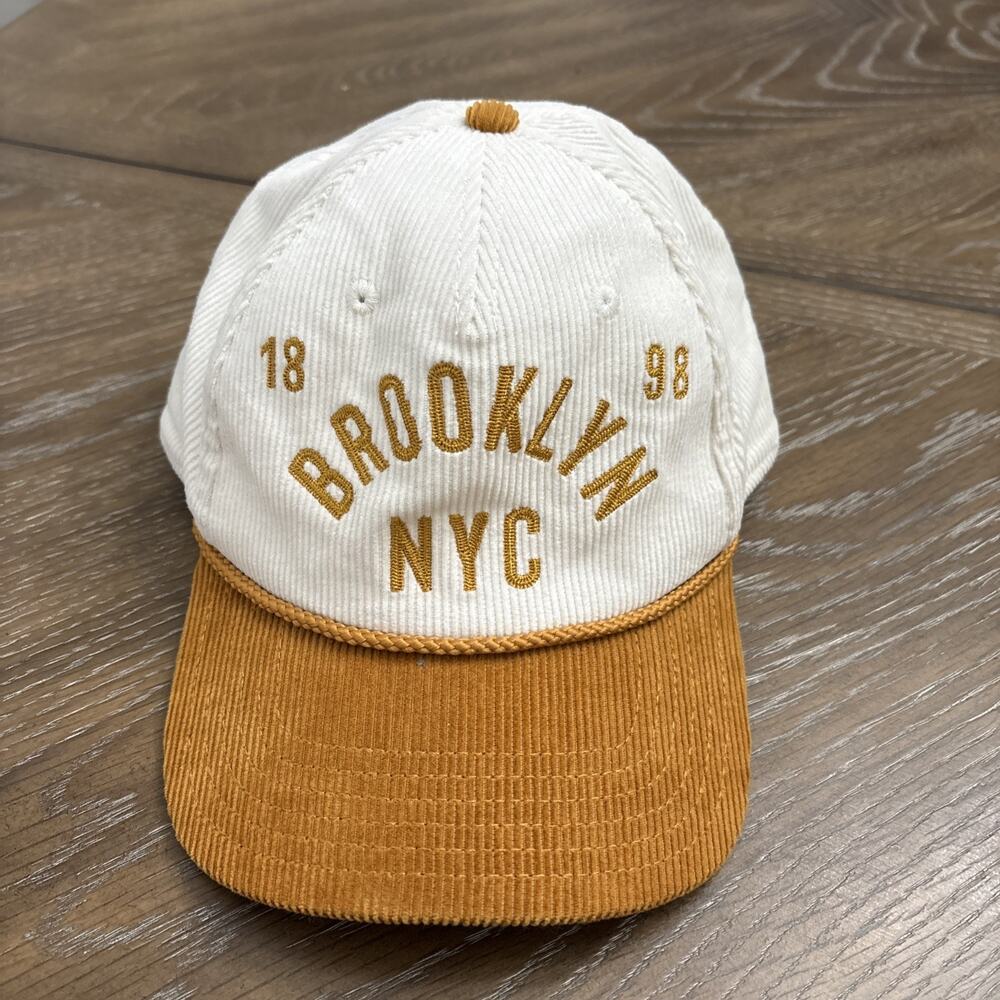 Mad Engine Corduroy Baseball Cap Gold and White Brooklyn NYC Hat